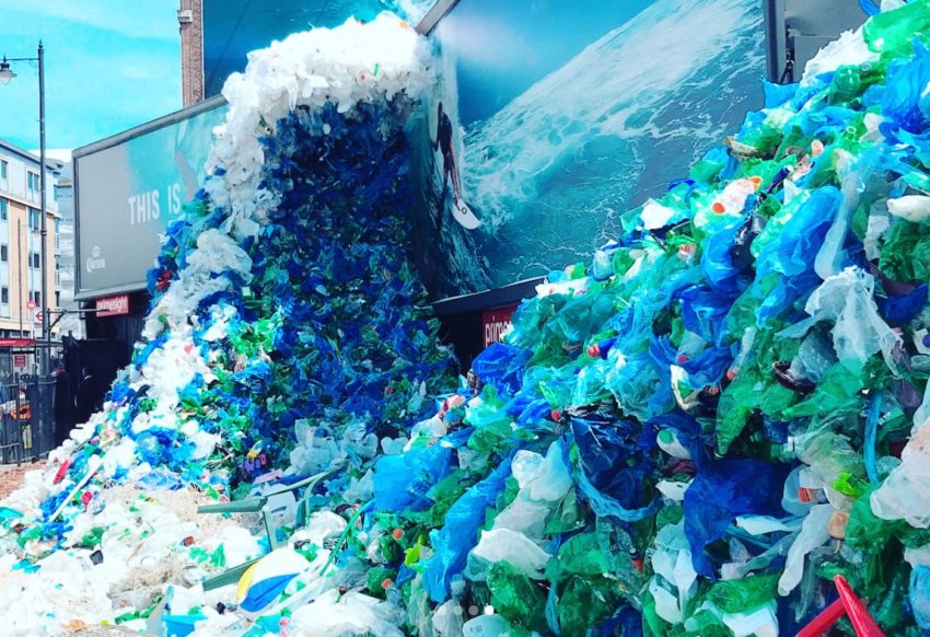 wave installation made of plastic waste